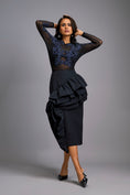 Load image into Gallery viewer, Blue Swarovski-Embroidered Top with Asymmetrical Skirt