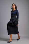 Load image into Gallery viewer, Blue Swarovski-Embroidered Top with Asymmetrical Skirt