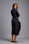 Load image into Gallery viewer, Blue Swarovski-Embroidered Top with Asymmetrical Skirt