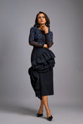 Load image into Gallery viewer, Blue Swarovski-Embroidered Top with Asymmetrical Skirt
