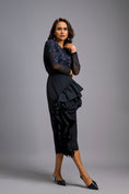Load image into Gallery viewer, Blue Swarovski-Embroidered Top with Asymmetrical Skirt