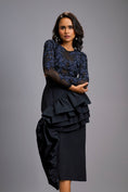 Load image into Gallery viewer, Blue Swarovski-Embroidered Top with Asymmetrical Skirt