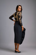 Load image into Gallery viewer, Gold Swarovski-Embroidered Top with Asymmetrical Skirt
