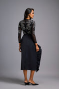 Load image into Gallery viewer, Grey Swarovski-Embroidered Top with Asymmetrical Skirt