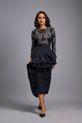 Load image into Gallery viewer, Grey Swarovski-Embroidered Top with Asymmetrical Skirt