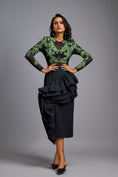Load image into Gallery viewer, Green Swarovski-Embroidered Top with Asymmetrical Skirt