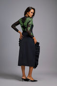 Load image into Gallery viewer, Green Swarovski-Embroidered Top with Asymmetrical Skirt