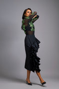 Load image into Gallery viewer, Green Swarovski-Embroidered Top with Asymmetrical Skirt