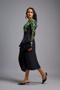 Load image into Gallery viewer, Green Swarovski-Embroidered Top with Asymmetrical Skirt