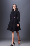 Load image into Gallery viewer, Black Jacket Dress With Hand Embroidered Belt