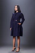 Load image into Gallery viewer, Navy Blue Jacket Dress With Hand Embroidered Belt