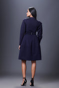 Load image into Gallery viewer, Navy Blue Jacket Dress With Hand Embroidered Belt