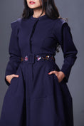 Load image into Gallery viewer, Navy Blue Jacket Dress With Hand Embroidered Belt