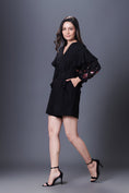 Load image into Gallery viewer, Black Playsuit With Hand Embroidered Sleeve & Belt