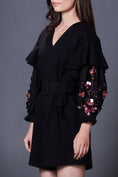 Load image into Gallery viewer, Black Playsuit With Hand Embroidered Sleeve & Belt