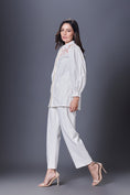 Load image into Gallery viewer, White Stylish Jacket With Hand Embroidered Quilted Yoke