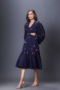 Load image into Gallery viewer, Purple Hand Embroidered Cutout Dress With Puffed Sleeves