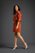 Load image into Gallery viewer, Rust Butterfly Embellished Half-Placket Top & Shorts Set