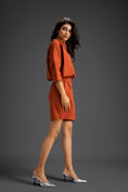 Load image into Gallery viewer, Rust Butterfly Embellished Half-Placket Top & Shorts Set