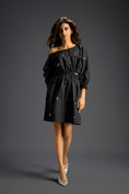 Load image into Gallery viewer, Black Off-Shoulder Dress with Butterfly Embellishments