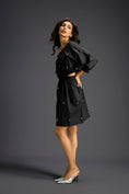Load image into Gallery viewer, Black Off-Shoulder Dress with Butterfly Embellishments