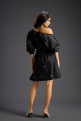 Load image into Gallery viewer, Black Off-Shoulder Dress with Butterfly Embellishments