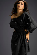 Load image into Gallery viewer, Black Off-Shoulder Dress with Butterfly Embellishments