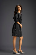 Load image into Gallery viewer, Black Off-Shoulder Dress with Butterfly Embellishments