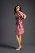 Load image into Gallery viewer, Pink Off-Shoulder Dress with Butterfly Embellishments
