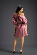 Load image into Gallery viewer, Pink Off-Shoulder Dress with Butterfly Embellishments