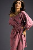 Load image into Gallery viewer, Pink Off-Shoulder Dress with Butterfly Embellishments