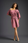 Load image into Gallery viewer, Pink Off-Shoulder Dress with Butterfly Embellishments