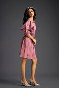Load image into Gallery viewer, Pink Off-Shoulder Dress with Butterfly Embellishments