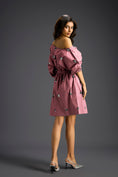 Load image into Gallery viewer, Pink Off-Shoulder Dress with Butterfly Embellishments