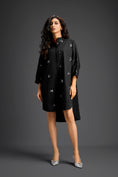 Load image into Gallery viewer, Balck Oversized Shirt Dress with Butterfly Motifs