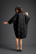 Load image into Gallery viewer, Balck Oversized Shirt Dress with Butterfly Motifs
