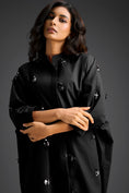 Load image into Gallery viewer, Balck Oversized Shirt Dress with Butterfly Motifs