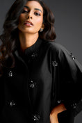 Load image into Gallery viewer, Balck Oversized Shirt Dress with Butterfly Motifs