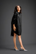 Load image into Gallery viewer, Balck Oversized Shirt Dress with Butterfly Motifs