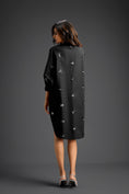 Load image into Gallery viewer, Balck Oversized Shirt Dress with Butterfly Motifs