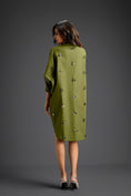 Load image into Gallery viewer, Green Oversized Shirt Dress with Butterfly Motifs