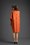 Load image into Gallery viewer, Rust Oversized Shirt Dress with Butterfly Motifs