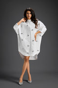 Load image into Gallery viewer, White Oversized Shirt Dress with Butterfly Motifs