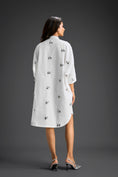 Load image into Gallery viewer, White Oversized Shirt Dress with Butterfly Motifs