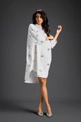 Load image into Gallery viewer, White Oversized Shirt Dress with Butterfly Motifs