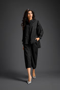 Load image into Gallery viewer, Black Butterfly Embellished Pleated Shirt & Pants Set