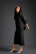 Load image into Gallery viewer, Black Butterfly Embellished Pleated Shirt & Pants Set
