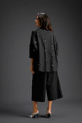 Load image into Gallery viewer, Black Butterfly Embellished Pleated Shirt & Pants Set
