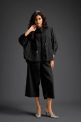 Load image into Gallery viewer, Black Butterfly Embellished Pleated Shirt & Pants Set
