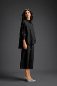 Load image into Gallery viewer, Black Butterfly Embellished Pleated Shirt & Pants Set